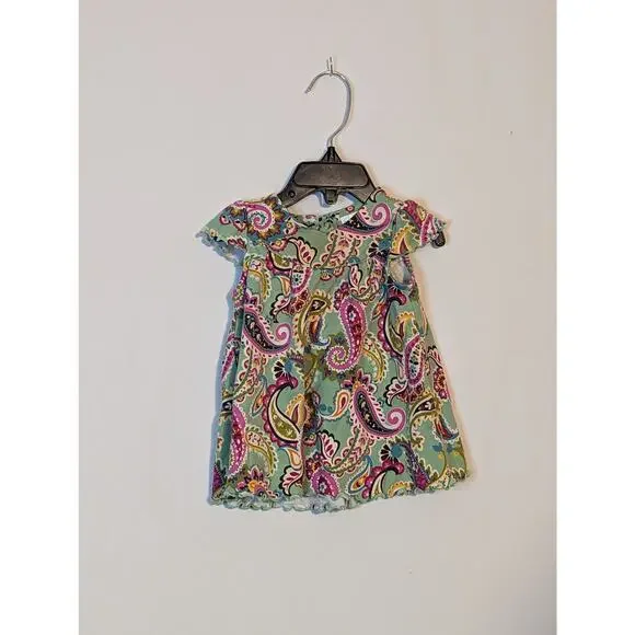 Vera Bradley | Dresses | Vera Bradley Baby Infant Girl 36 Month Green  Paisley Multicolored Floral Dress | Poshmark